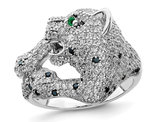 Sterling Silver Polished CZ Cheetah Ring